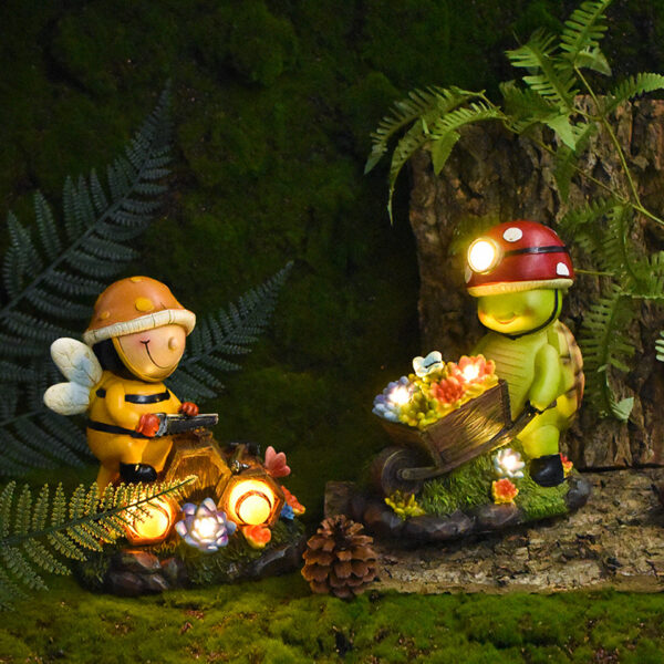 Solar Garden Outdoor Statues, Self Charging Turtle Bee Resin Figurine Lamps for Patio, Balcony, Yard，Housewarming,Window Sills Ornament,Outdoor Lawn Decor - Image 14