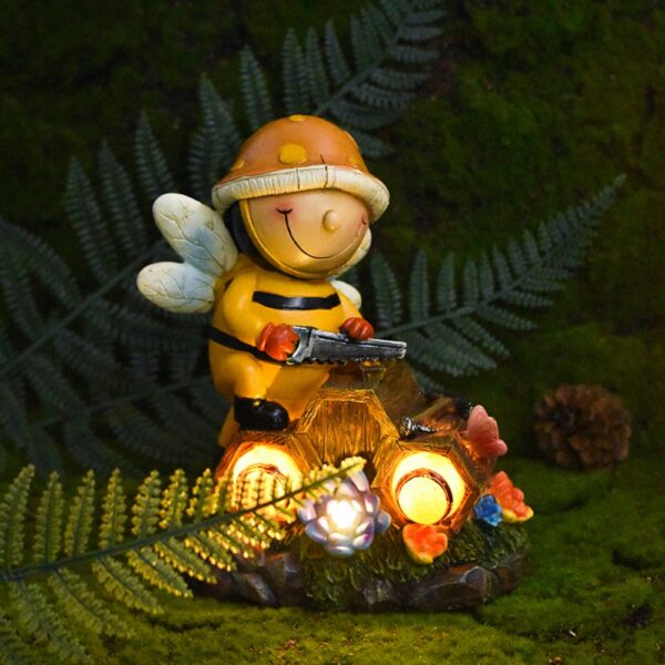 Solar Garden Outdoor Statues, Self Charging Turtle Bee Resin Figurine Lamps for Patio, Balcony, Yard，Housewarming,Window Sills Ornament,Outdoor Lawn Decor - Image 7